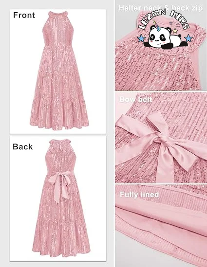 LEZONKIDS - Elegant Sleeveless Girls Dresses Good Quality Cotton Spring Dress 2-12 Years Children Birthday Decorated Bow Inspired Anna Elsa